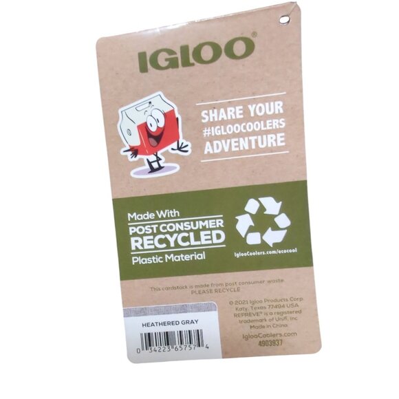 Igloo Fusion Cooler Bag Wheels 36-Can Capacity Recycled Plastic Heathered Gray - Picture 5 of 7